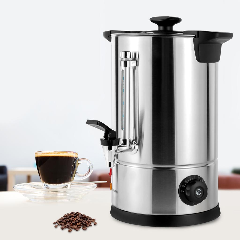 8L Commercial Electric Hot Water Boiler Coffee Urn Stainless Steel Tea Dispenser 30-110C Keep Warm Catering Buffet