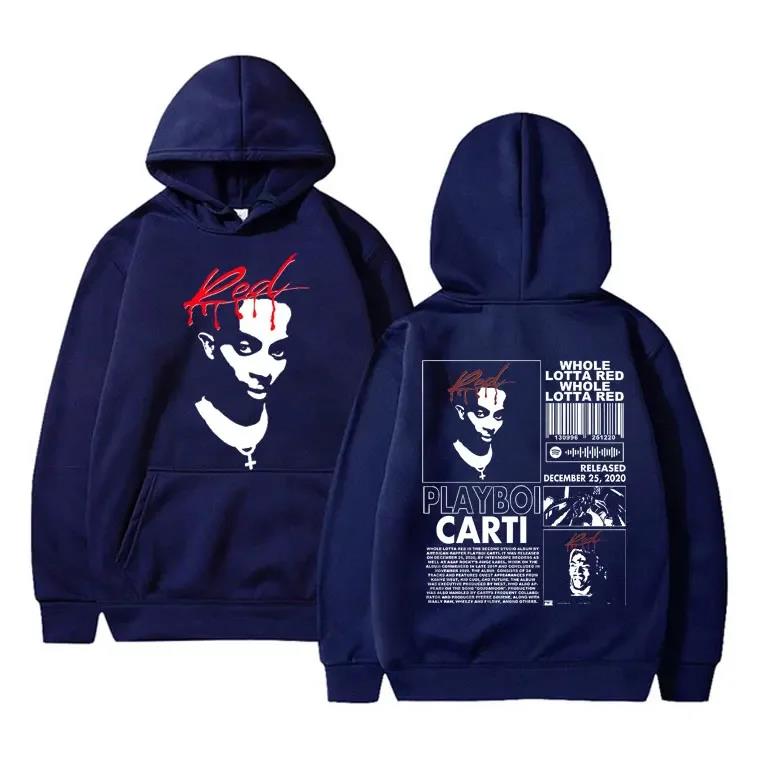 

Playboi Carti Hoodie Red Album Graphic Sweatshirt Mens Womens Hip Hop Vintage Oversized Hoodies Streetwear 3XL