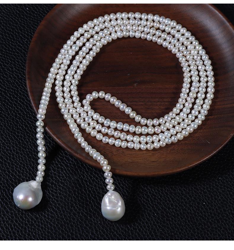 French Retro Baroque Natural Freshwater Pearl Sweater Chain with Irregular Large Pearls & Multiple Wearing Styles