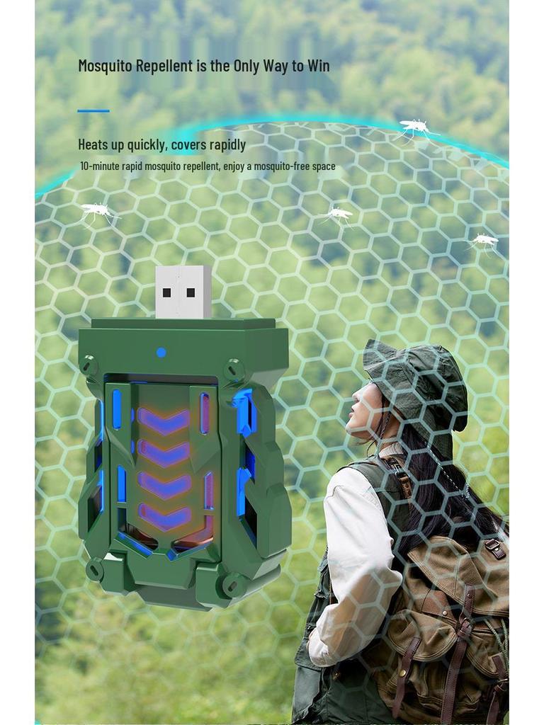 USB Portable Electric Mosquito Repellent Incense Heater for Indoor, Outdoor, Office, and Car Use with Power Bank Option