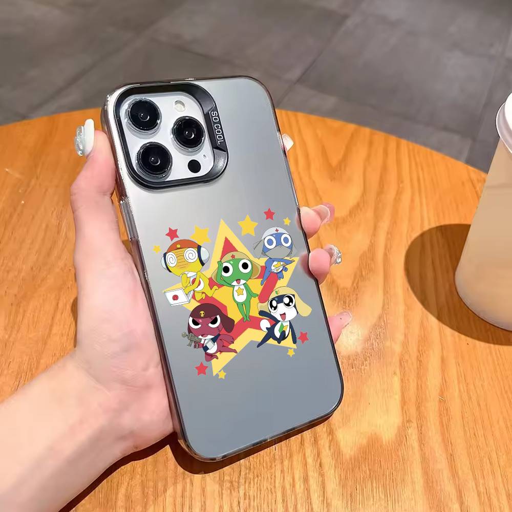 K-Keroro Gunsou Cute Phone Case For iPhone17 16 15 14 13 12 Pro Max Grey Black Matte Laser Metallic Aurora Funda iPhone13PROMAX
