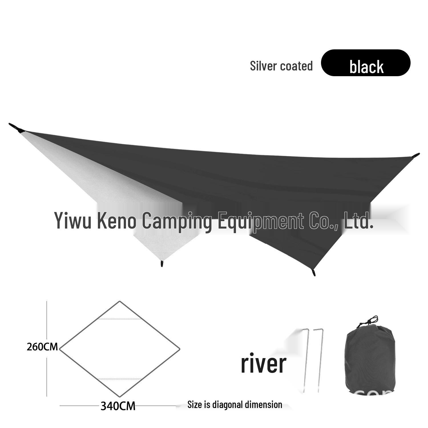 

210T Diamond Sunshade: Multifunctional Outdoor Canopy and Moisture-Proof Mat for Camping, Picnics, and Beach Use. Diagonal 340*260cm чёрный