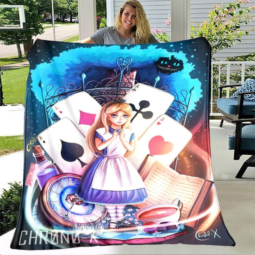 Alice Blanket Alice In Wonderland Blanket Flannel Blanket Bedding Throw Soft Cartoon Bedspread Sofa Blanket Kids Blanket Gift