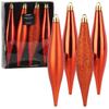 Shatterproof Red Icicle Christmas Tree Baubles 15 Cm 4 Pcs.