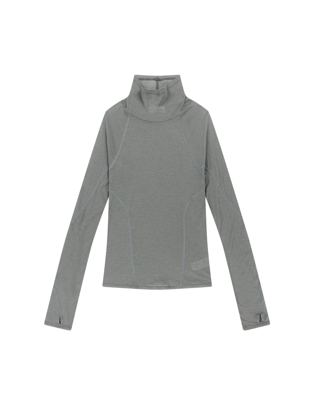 Tuomio Sheer Mock Neck Top [Grey] 1