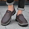 Fashion Slip Resistent Luxury Man Leisure Genuine Leather Shoes Male Shoe Thick Bottom Outdoor Loafers Fashion Split Leather Mens Shoes