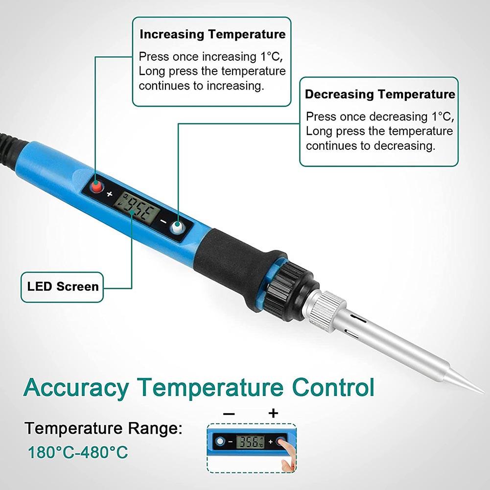Adjustable Temperature Soldering Iron With Tips Kit 80W Digital Temperature Display With LED Display Quick Heating Soldering Kit