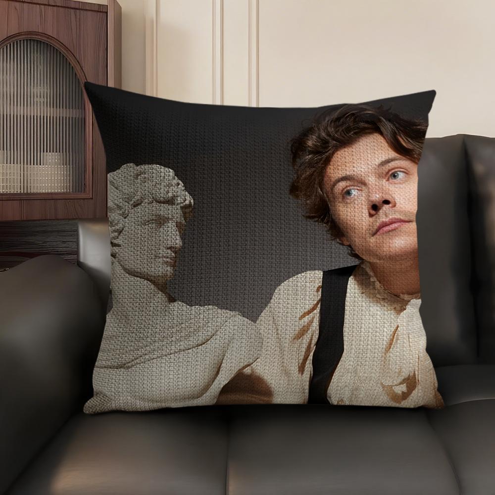 Singer HHarry Music Cushion Cover Natural Linen Organic Fabric DoubleSided Printing Sofa Home Decor Gift Pillow Case