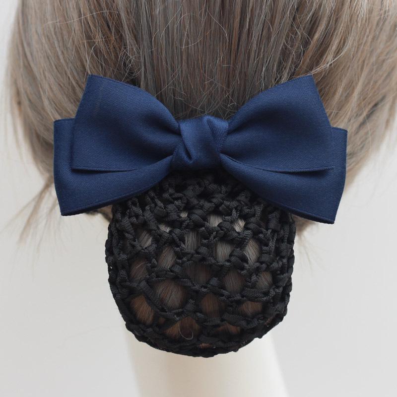 Women's Professional Hair Net Bow Clip for Work: Ideal for Hotel, Bank, Nurse, Flight Attendant, and Updo Styles.