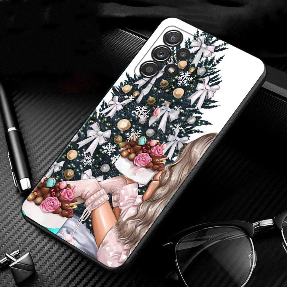 Phone Case For Samsung Galaxy A52s A73 A72 A53 A33 A32 A13 A02s A21s A12 A31 A91 A51 A71 A41 A23 A11 Christmas Tree Girl Gift