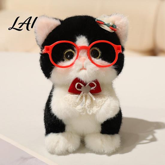 Plush Pendant for Bags Cute Kitten with Glasses And Tie Soft Stuffed Animal Plushie Gift Girls Keychain Backpacks Keys Decorative Hanging