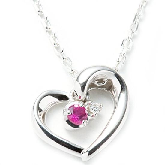 Gift Wrapped Open Heart Pendant Necklace with July 4C [Set] 4℃ Women's Ruby, Birthstone, (111614121813)
