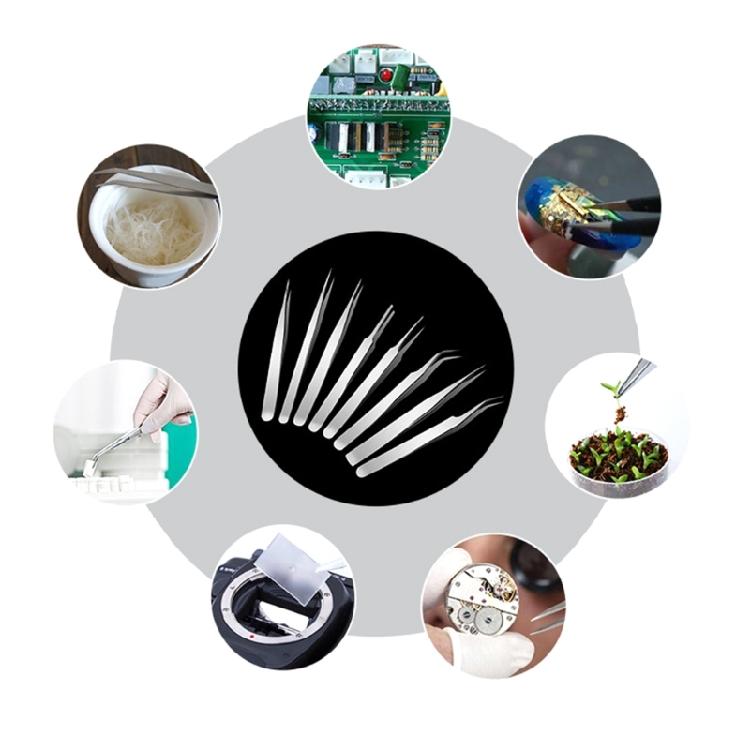 Precision Tweezers Stainless Steel Straight Tweezers for Electronics Laboratory Work Jewelry Making Craft Soldering