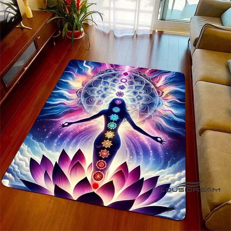 3D Rainbow 7 Chakra Rug, Bedroom Rug for Living Room, Home Sofa Decor, Kids Play Mat, Large Decor Rug, Yoga Meditation001