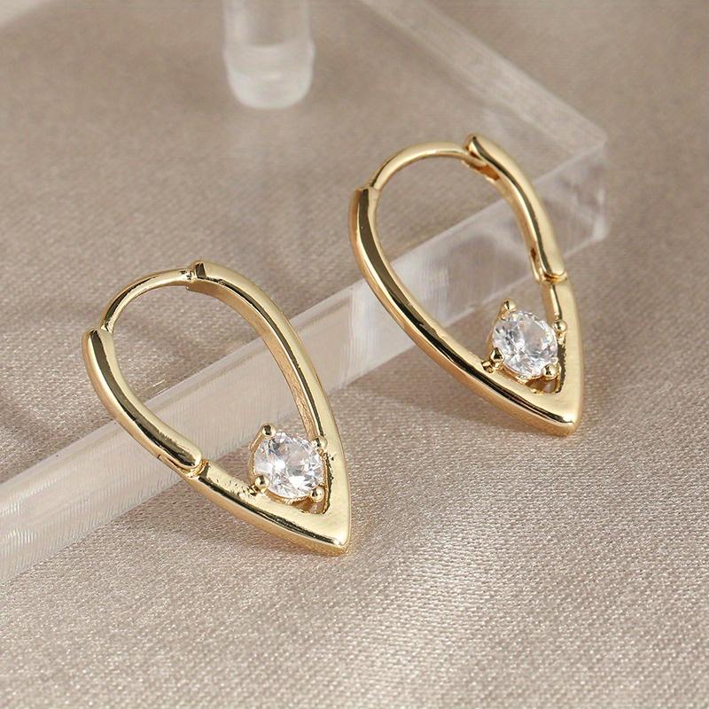 

Women s V-shaped Synthetic Zirconia Earrings, Drop Shaped Earrings, Exquisite Jewelry Gifts for Holiday Parties