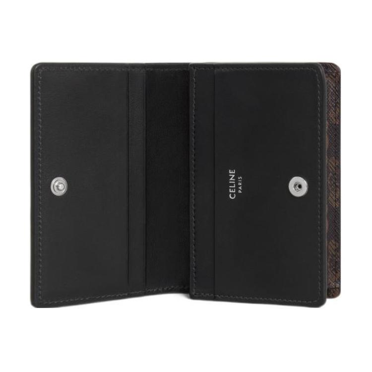 Celine Monogram Print Snap Closure Leather Card Holder Men Accessories Black 10J812BZR-38SI