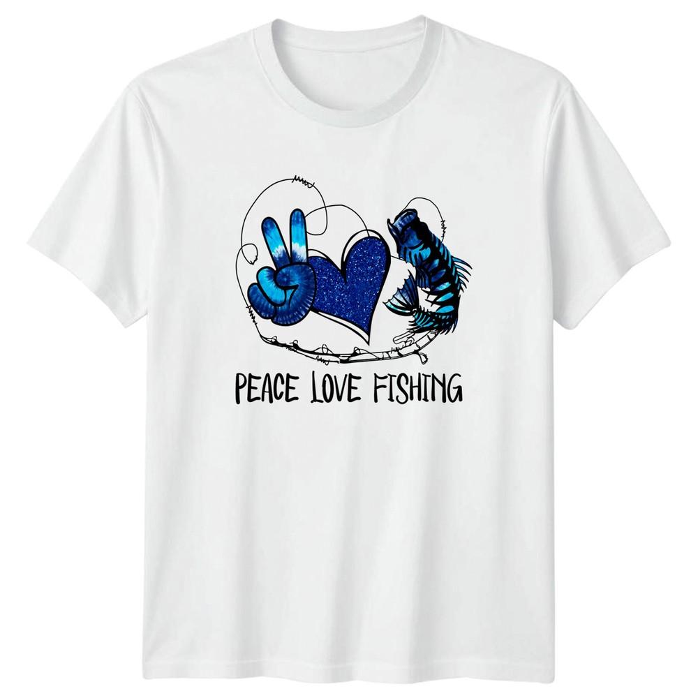 Peace Love Fishing Unisexs TShirt Bass Fishing Fishing Birthday Gift For Her S