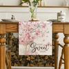 Dining Room Linen Table Runner with Flower Pattern Kitchen Table Ornament Tablecloth Decoration for Holiday Festivities