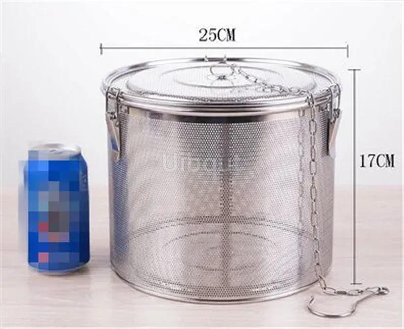 Round Hole 304 Stainless Steel Seasoning Bag Gravy Soup Taste Spice Box Basket Brine Hot Pot Slag Separation Colander Strainers