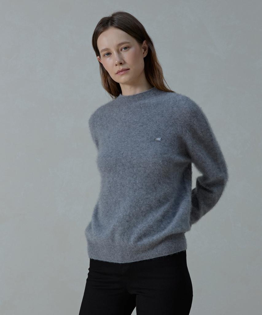 Aheule Noelle Wholegarment Cashmere Wool Half-Neck Knit_Grey