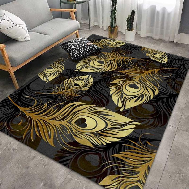 Household Large Carpet for Living Room Modern Geometric Feather Floor Mat Coffee Table Sofa Bedroom Bedside Area Rug Home Decor