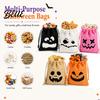 Halloween Party Supplies 5Pcs Candy Bags with Drawstring Funny Ghost Pumpkin Print Gift Pouches for Favors And Trick or Treat Sacks Decorative
