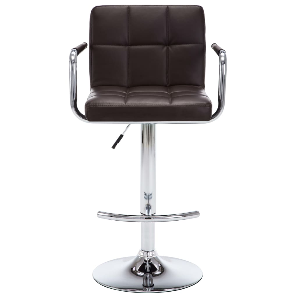 Bar Stool Set 2 Pieces Brown Faux Leather