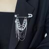 Vintage Chain Tassels Brooch Pin Elegant Alloy Jewelry Accessory for Women Men Retro Styles Multipurpose Decoration