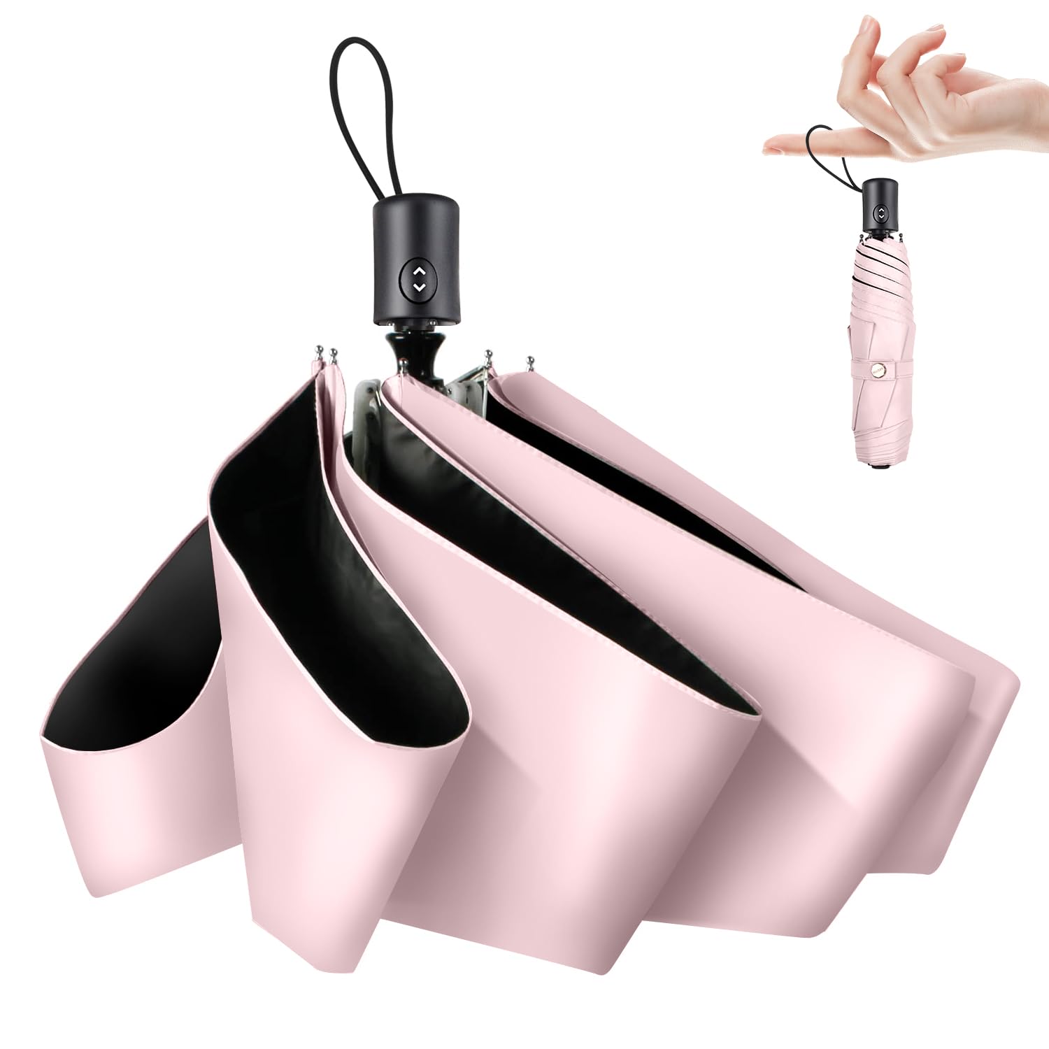 

Зонт с подсветкой JIS сертифицированный складной зонт с защитой от ультрафиолета, светозащитой, защитой от тепла, 6-реберный складной зонт с автоматическим управлением одним нажатием кнопки розовый