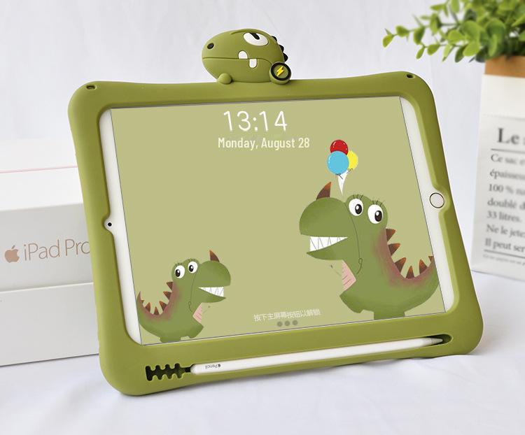 iPad 9/Air 4 Silicone Protective Case with Pen Slot - Cartoon Design for 10.9-inch, 10th Gen, and Mini 5/6 Tablets