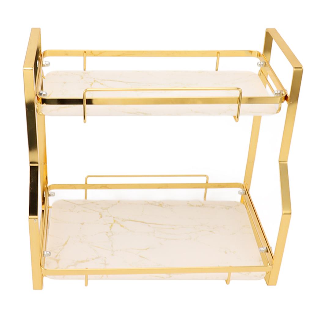 Bathroom Storage Shelf Wall Mounted Corner Organizer Standing Rack for Living Room Bedroom Kitchen White and Gold