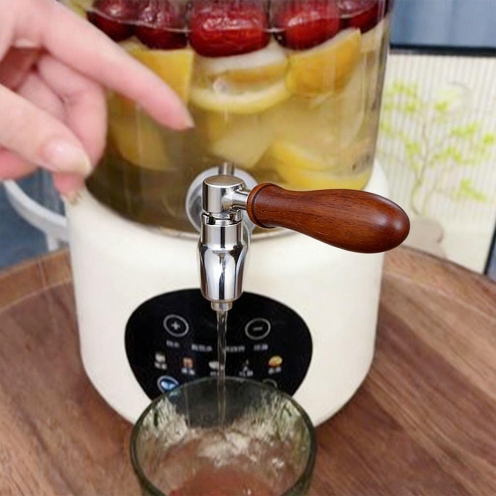 304 Stainless Steel Wine Barrel Faucet Wood Handle Easy Install Juice Beer Barrel Tap 16mm Size Beverage Dispenser