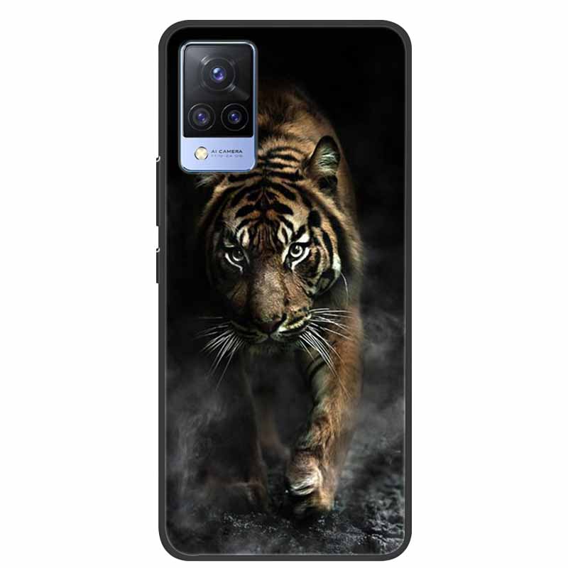 For Vivo S9 V21 V21e Case Black Silicone Back Cover Case For Vivo V21 S9 V21e Phone Cases Cover V 21 e S 9 Funda Coque Cartoon