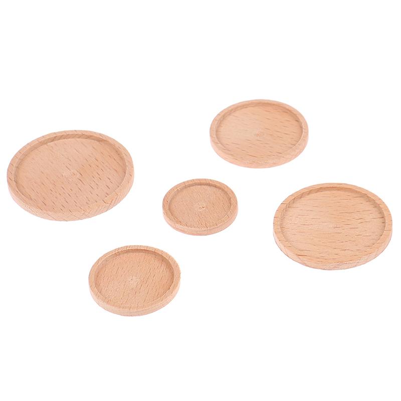 1Pcs 1:12 Dollhouse Wooden Miniature Round Tray Model Furniture Diy Accessories