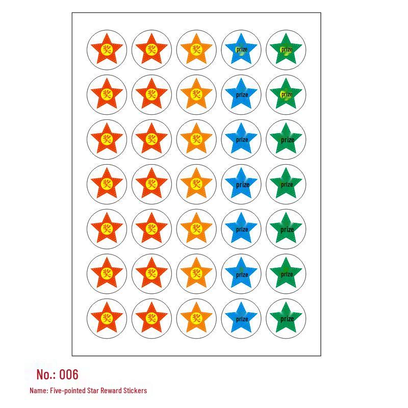 Children's Reward Stickers: Self-Adhesive, Red Flower, Thumbs Up, Smiley Face, Cartoon Designs for Primary School and Kindergarten.