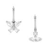 24 Butterfly Circle Pendant Brass Plated Cubic Zirconia Gemstone Earrings Women Earrings Silver 6202015W-02P102-SM