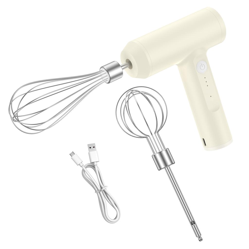 Handheld Electric Mixer 3-Speeds Coffee Milk Drink Foamer USB Rechargeable Cordless Whisk Kitchen Baking Egg Batter Butter Mixer