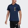 Adidas Football Embroidered Logo Print Knit Short Sleeve T-Shirt Men Tops Navy-Blue FK3574