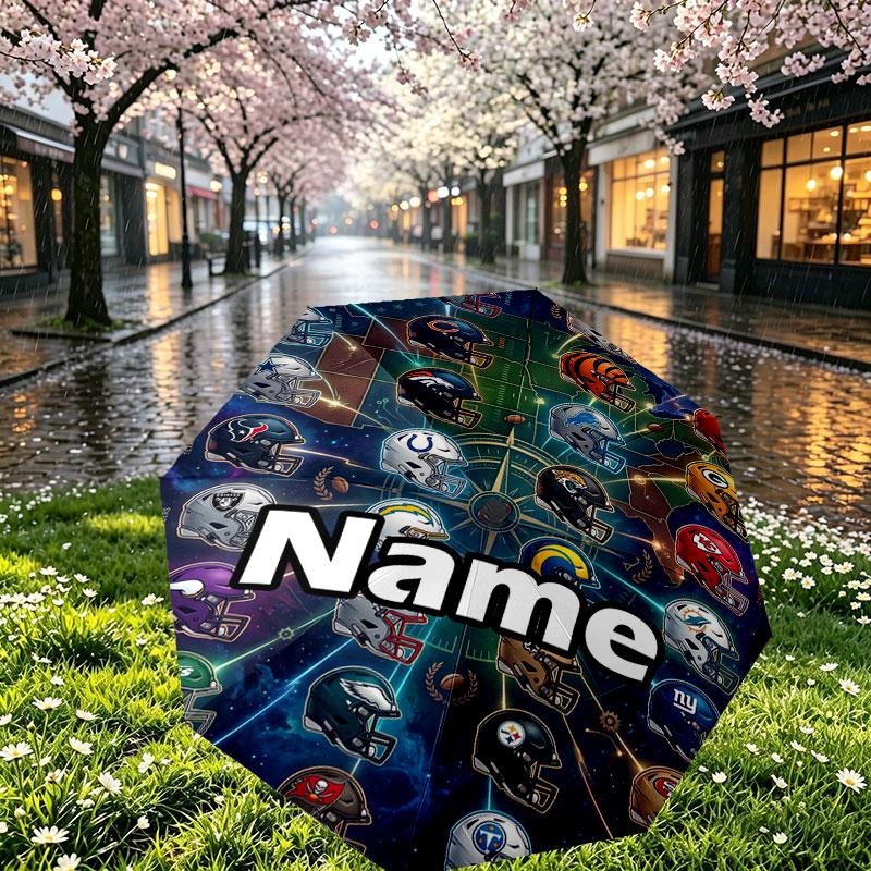 Custom Name Personalized Basketball NBA Print Umbrella, Auto Open Close, 8‑Rib Sturdy Frame, Commute Camping Hiking Use, Birthday Gift