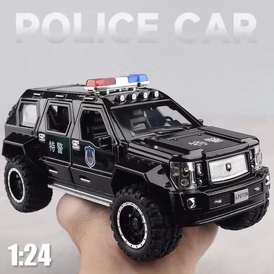 1:24 QianZhiBaDun LaDa 2106 Police Cars Models Toys Sound Light Miniature Vehicles Door Opened Off Road Boys Collection Toy