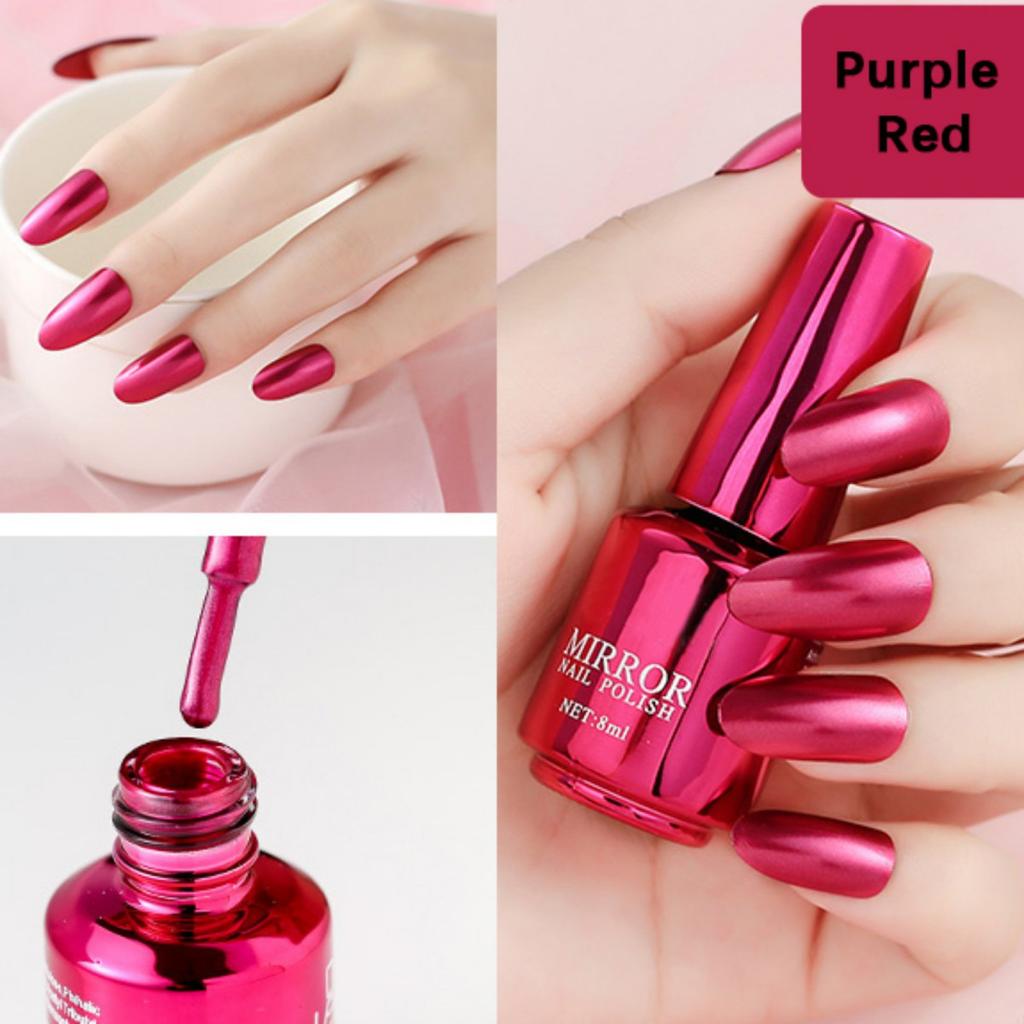 Metalický zrcadlový lak na nehty bez zapečení Dlouhotrvající lesklý lak na nehty