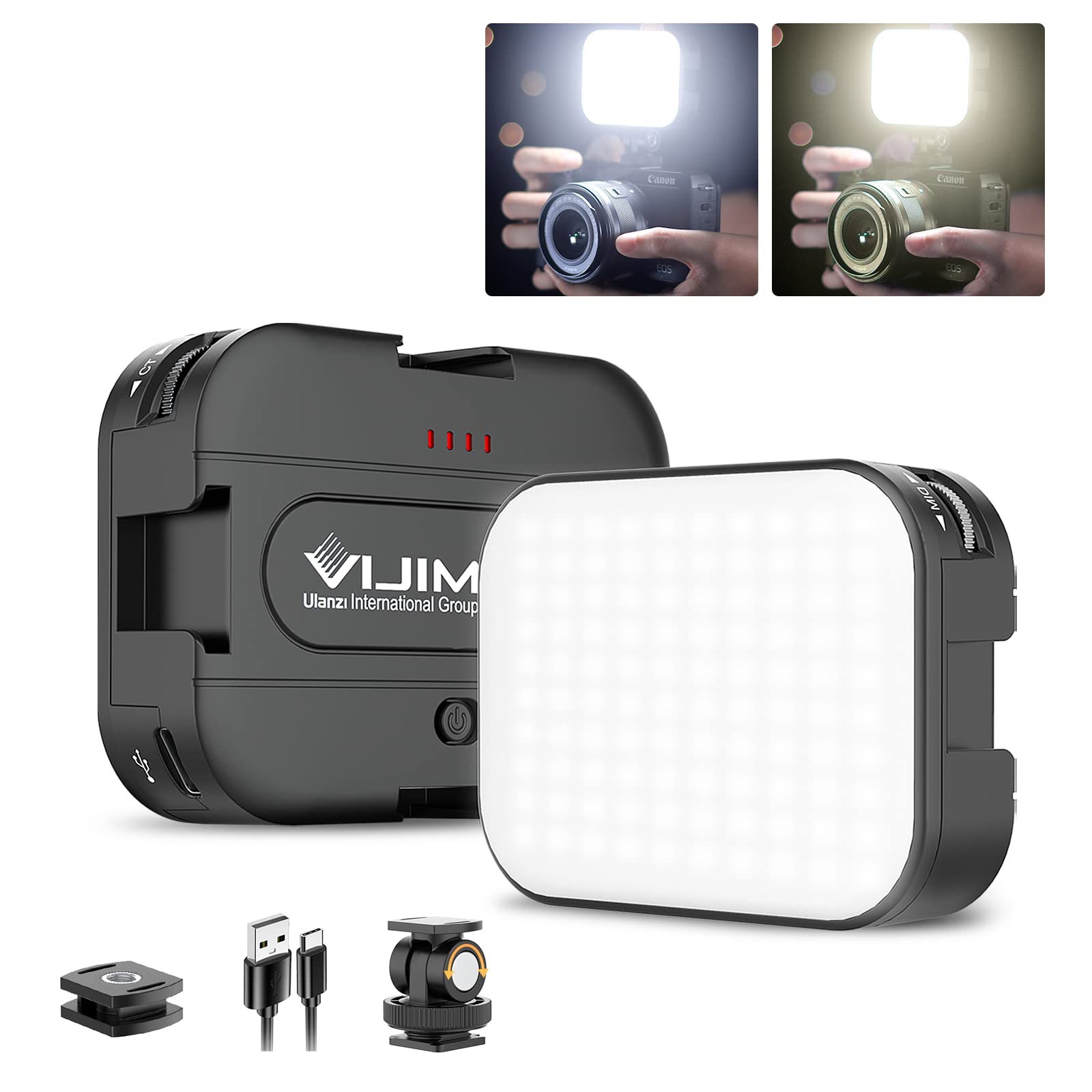 

Ulanzi LED Video Color 4 Cold Shoe Ultra Adjustable Camera Video Light for GoPro Smartphone and Video Light, Type-C Rechargeable, 2000mAh, Compact,