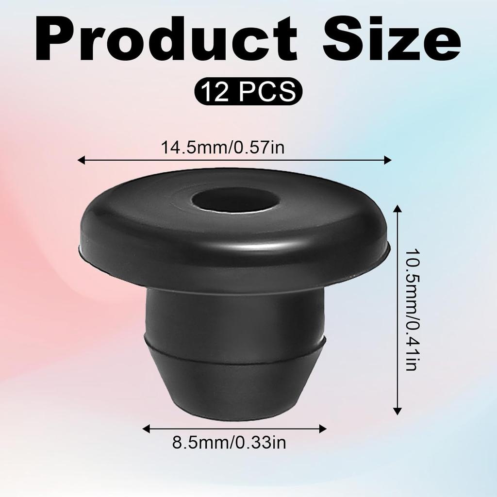 12 Pack Rubber Jack Oil Plug, Hydraulic Jack Oil Plug Flat-Head Rubber Hydraulic Filler Bung for Oil Reservoir Hole Black Jack Plugs Rubber for Oil