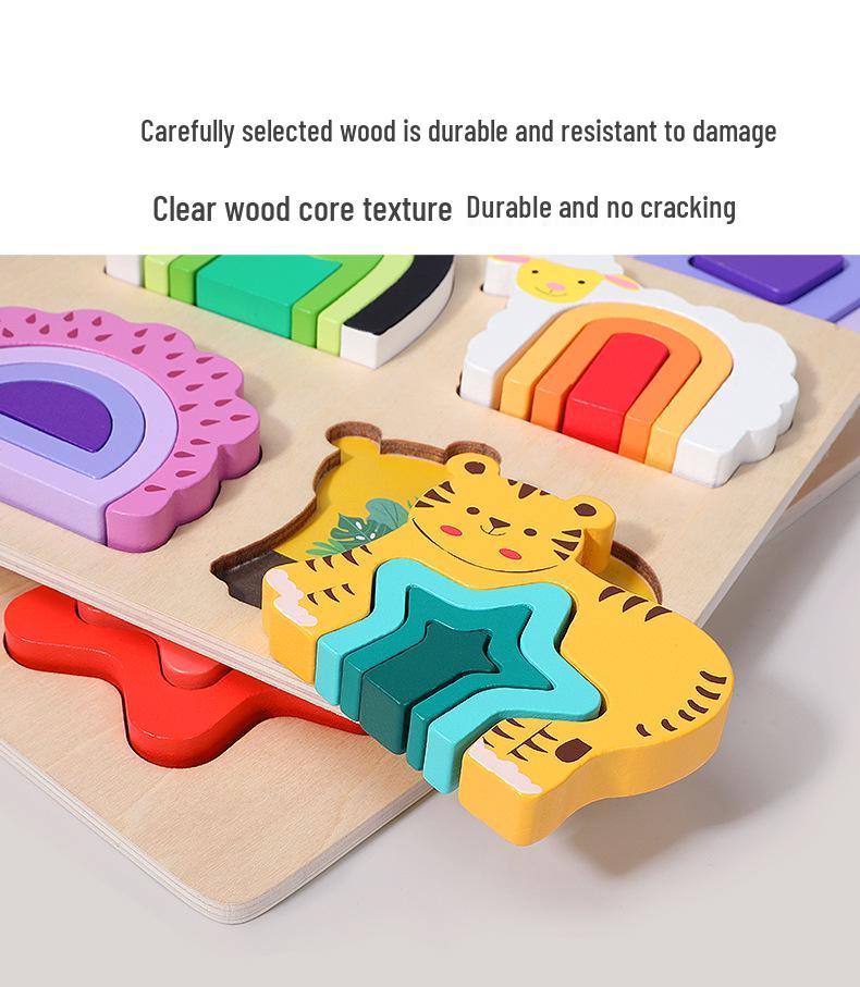 Wooden Geometric Shape Jigsaw Puzzle for Toddlers, Ages 1-3, Early Learning Toy