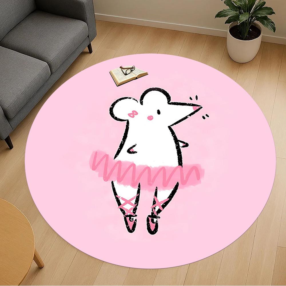 

1pc mouse ballet Round Chair mat Area Rug - Non-Slip, Floor Mat for Office, Bedroom, and Indoor Decor c1125028 80cm by 80cm
