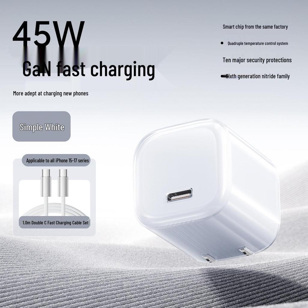 45W Fast Charger for iPhone 16 Pro Max & Apple Devices: 15 Gallium Nitride
