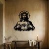 Black Metal Sacred Heart Wall Art, Catholic Jesus Sign, Christian Religious Home Decor, Spiritual Gift for Believers