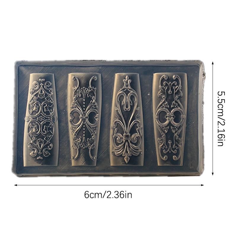 Molde de Uñas Silicona Patrón Retro Decoraciones para Uñas Estilo Barroco Diseño en Relieve Plantilla para Uñas Herramientas Estereoscópicas para Manicura