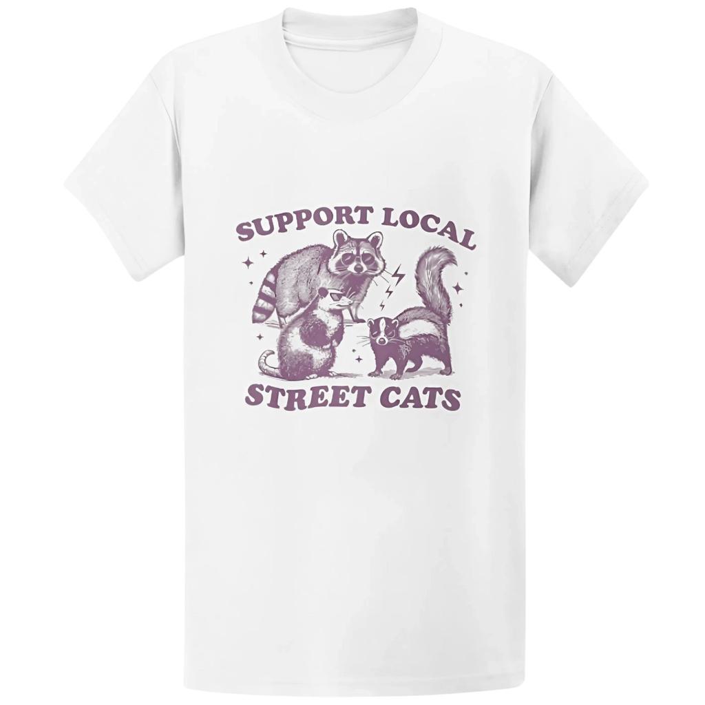 Gildan 5000 Street Cats Raccoon Possum Skunk T-Shirt - Funny Animal Gift Tee
