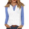 Women's T Shirt Color Block Button Long Sleeve Daily Weekend Fashion Basic V- Neck Regular Top